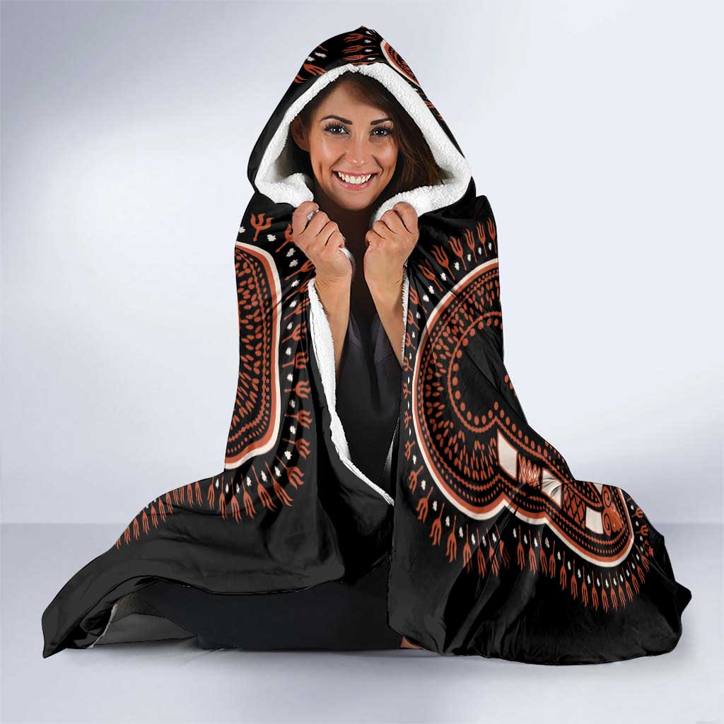African Dashiki Pattern Vintage Hooded Blanket