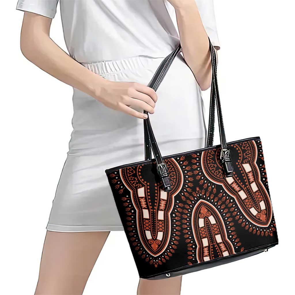 African Dashiki Pattern Vintage Leather Tote Bag - Wonder Print Shop