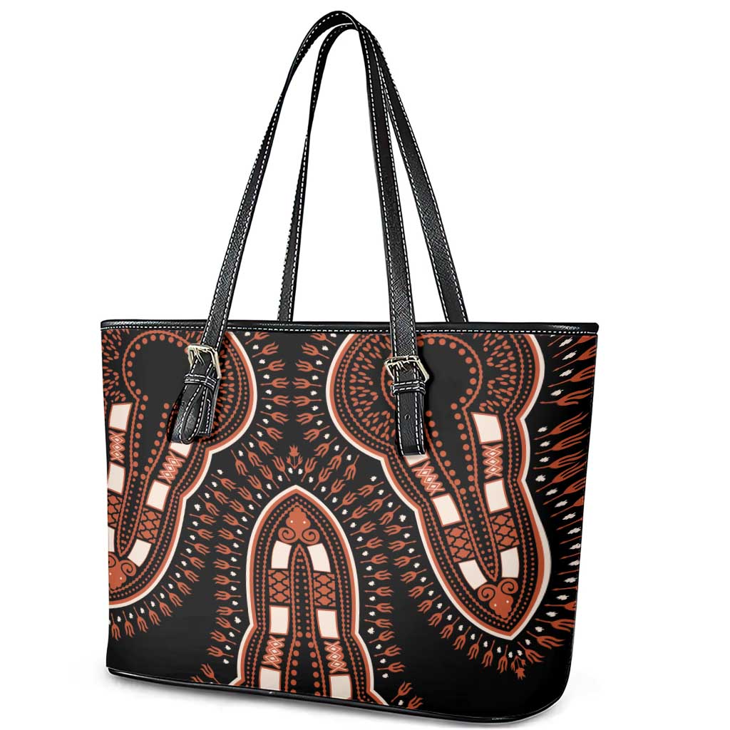 African Dashiki Pattern Vintage Leather Tote Bag - Wonder Print Shop