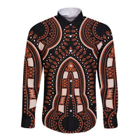 African Dashiki Pattern Vintage Long Sleeve Button Shirt - Wonder Print Shop