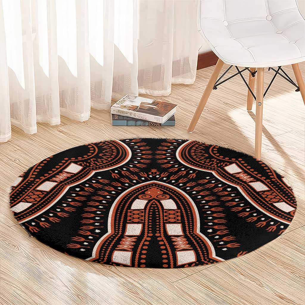 African Dashiki Pattern Vintage Round Carpet