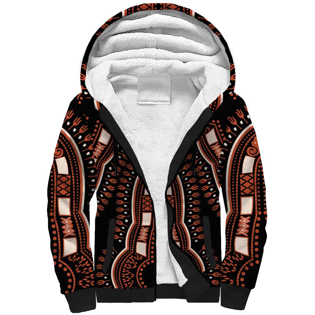 African Dashiki Pattern Vintage Sherpa Hoodie - Wonder Print Shop