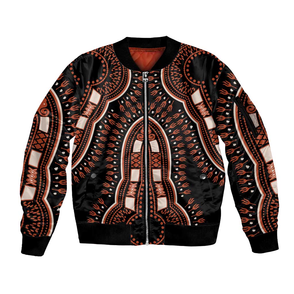 African Dashiki Pattern Vintage Sleeve Zip Bomber Jacket - Wonder Print Shop