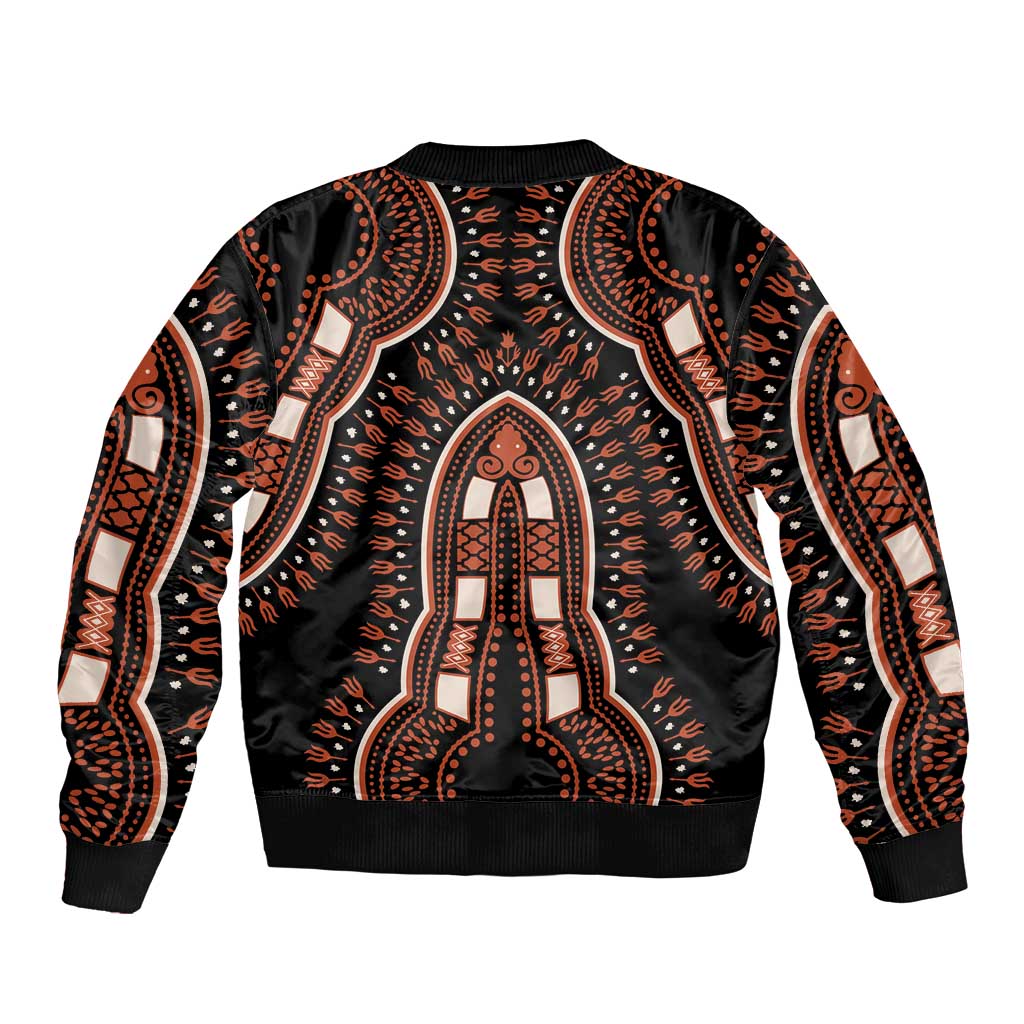 African Dashiki Pattern Vintage Sleeve Zip Bomber Jacket - Wonder Print Shop