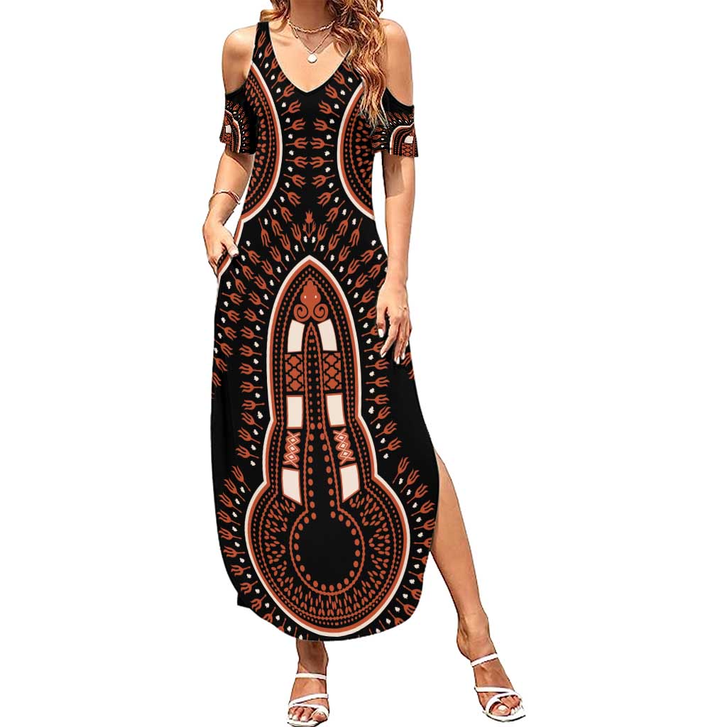 African Dashiki Pattern Vintage Summer Maxi Dress - Wonder Print Shop