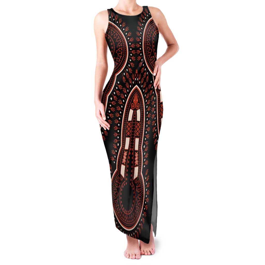 African Dashiki Pattern Vintage Tank Maxi Dress - Wonder Print Shop