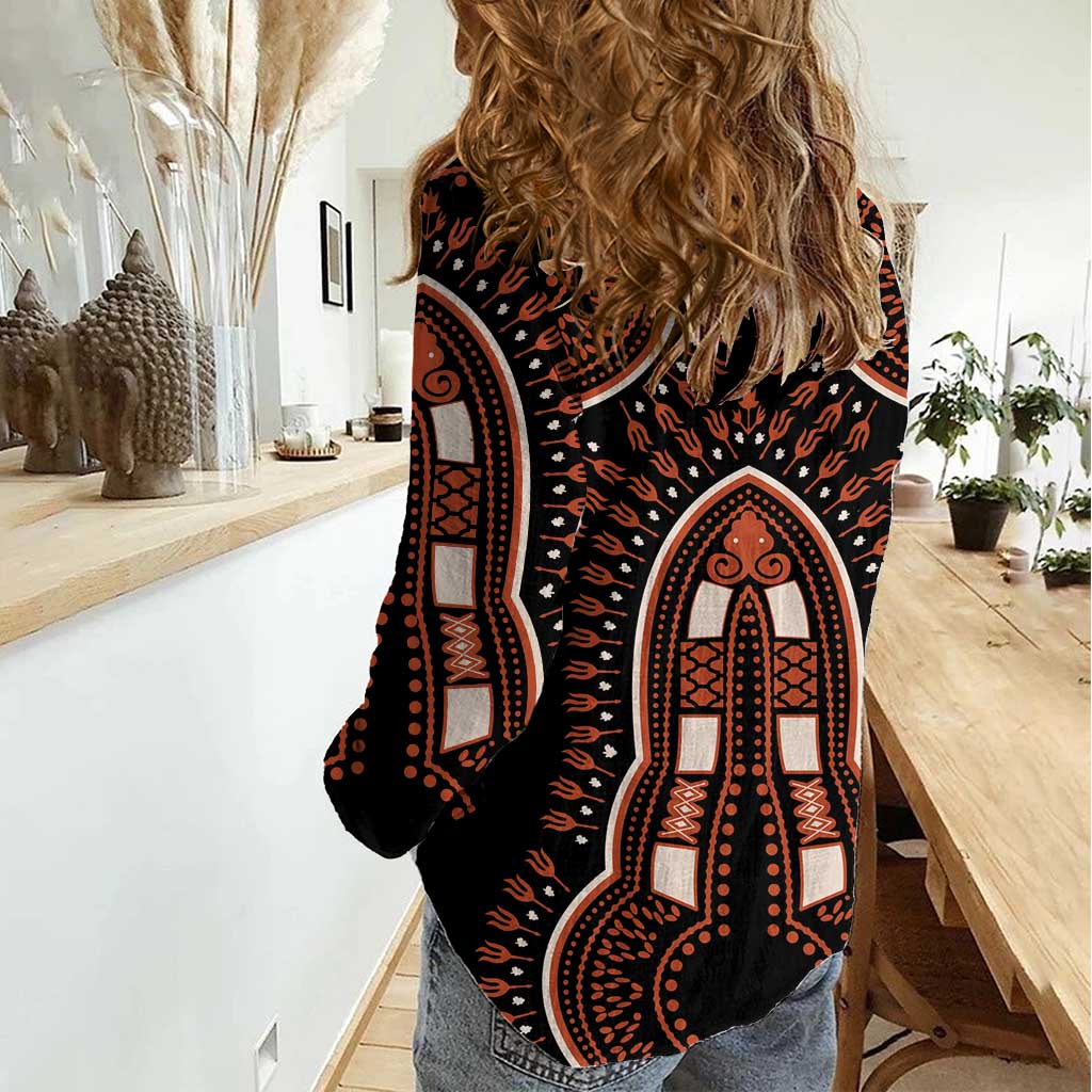 African Dashiki Pattern Vintage Women Casual Shirt - Wonder Print Shop