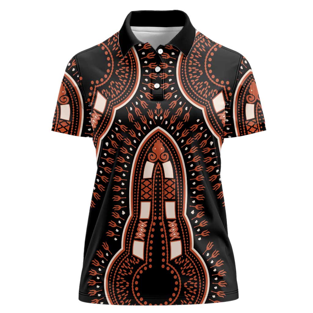 African Dashiki Pattern Vintage Women Polo Shirt - Wonder Print Shop