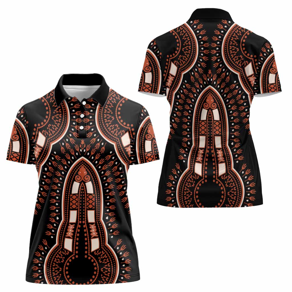 African Dashiki Pattern Vintage Women Polo Shirt - Wonder Print Shop