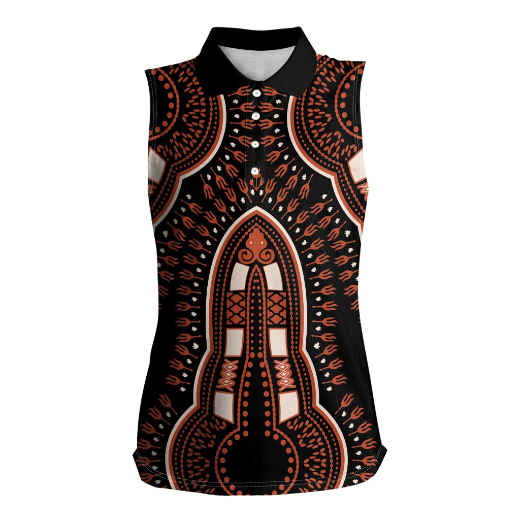 African Dashiki Pattern Vintage Women Sleeveless Polo Shirt - Wonder Print Shop