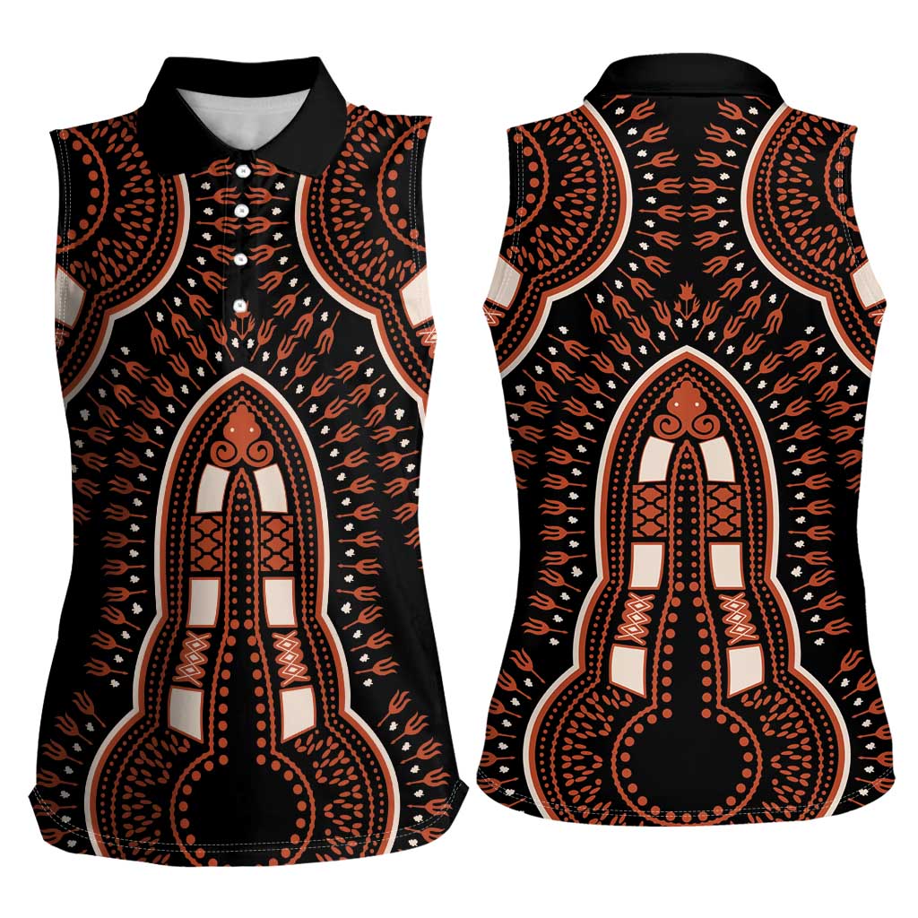 African Dashiki Pattern Vintage Women Sleeveless Polo Shirt - Wonder Print Shop