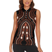 African Dashiki Pattern Vintage Women Sleeveless Polo Shirt - Wonder Print Shop