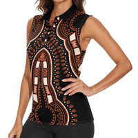 African Dashiki Pattern Vintage Women Sleeveless Polo Shirt - Wonder Print Shop