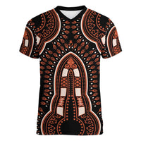 African Dashiki Pattern Vintage Women V-Neck T-Shirt - Wonder Print Shop