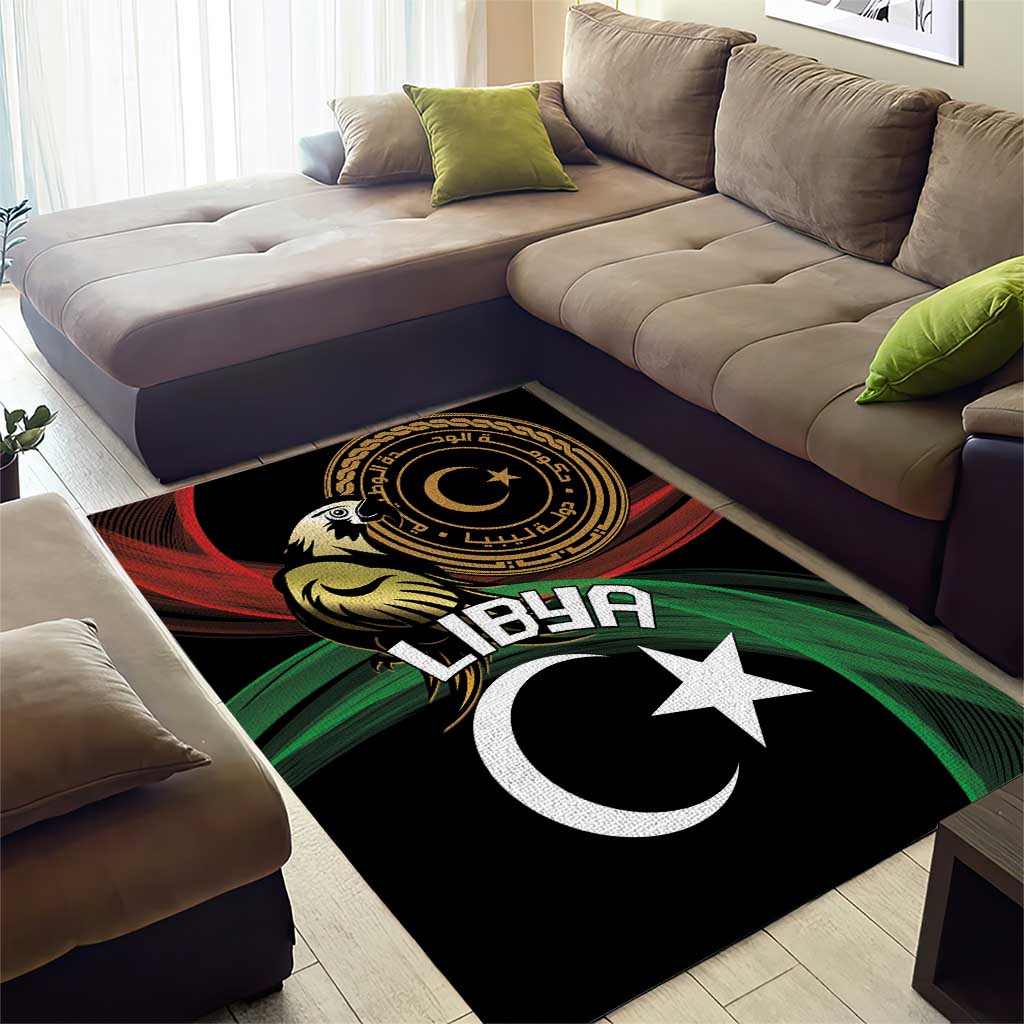Libya Area Rug White Star And Crescent - Wonder Print Shop