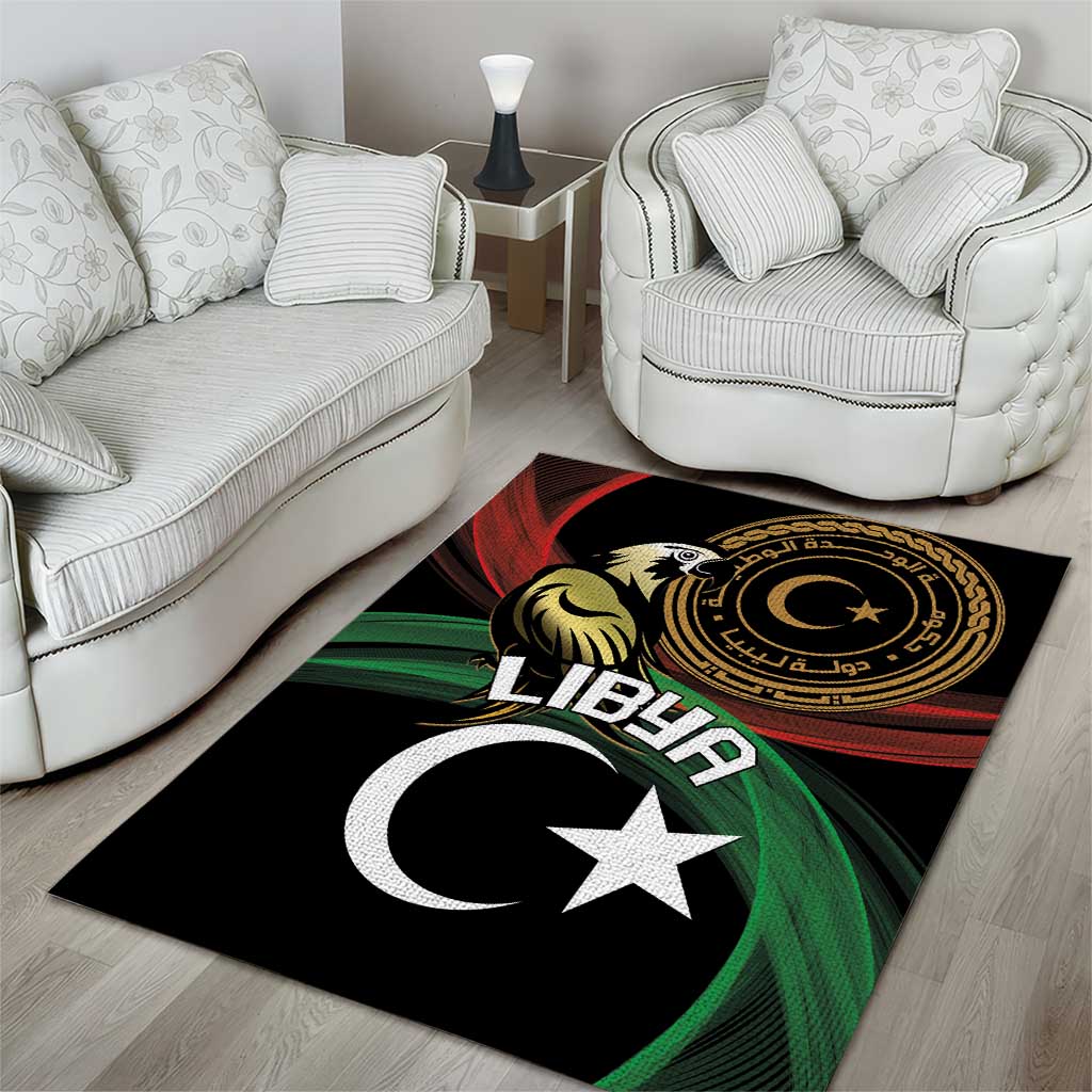 Libya Area Rug White Star And Crescent - Wonder Print Shop