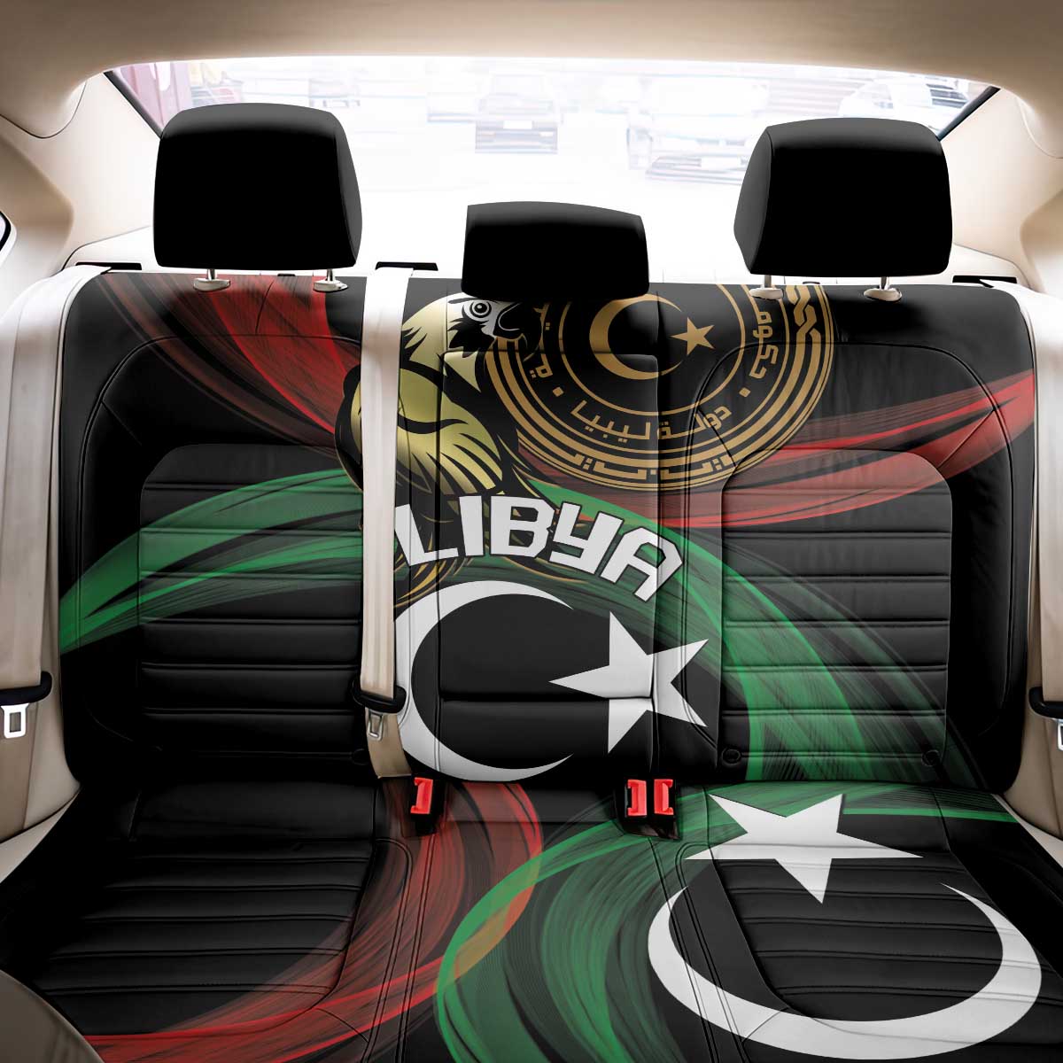 Libya Back Car Seat Cover White Star And Crescent - Wonder Print Shop