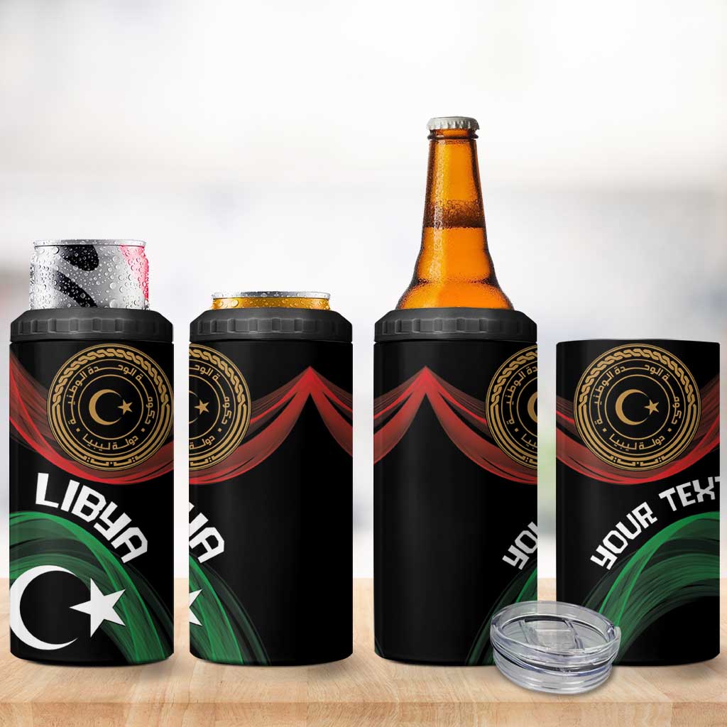 Personalized Libya 4 in 1 Can Cooler Tumbler White Star And Crescent - Wonder Print Shop