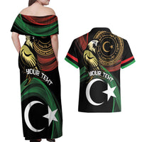 Personalized Libya Couples Matching Off Shoulder Maxi Dress and Hawaiian Shirt White Star And Crescent - Wonder Print Shop