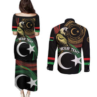 Personalized Libya Couples Matching Puletasi and Long Sleeve Button Shirt White Star And Crescent - Wonder Print Shop