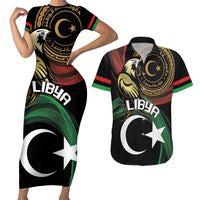 Personalized Libya Couples Matching Short Sleeve Bodycon Dress and Hawaiian Shirt White Star And Crescent - Wonder Print Shop