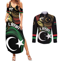 Personalized Libya Couples Matching Summer Maxi Dress and Long Sleeve Button Shirt White Star And Crescent - Wonder Print Shop