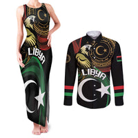 Personalized Libya Couples Matching Tank Maxi Dress and Long Sleeve Button Shirt White Star And Crescent - Wonder Print Shop
