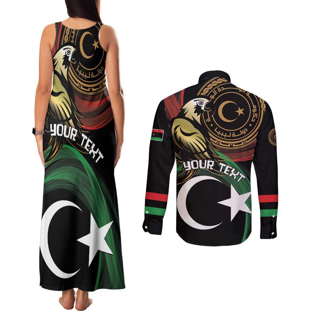 Personalized Libya Couples Matching Tank Maxi Dress and Long Sleeve Button Shirt White Star And Crescent - Wonder Print Shop
