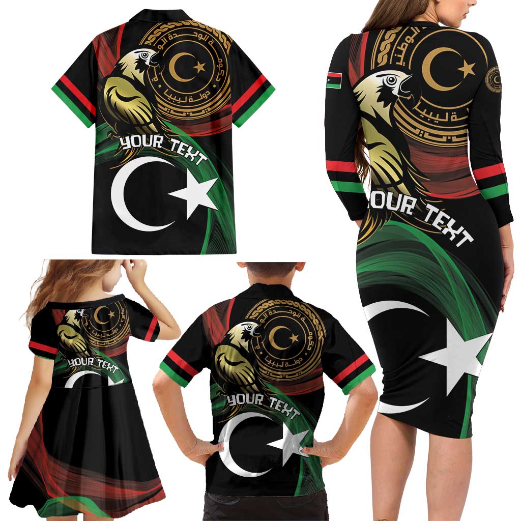 Personalized Libya Family Matching Long Sleeve Bodycon Dress and Hawaiian Shirt White Star And Crescent - Wonder Print Shop