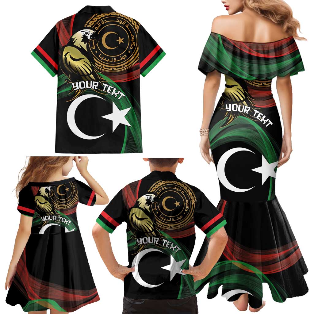 Personalized Libya Family Matching Mermaid Dress and Hawaiian Shirt White Star And Crescent - Wonder Print Shop