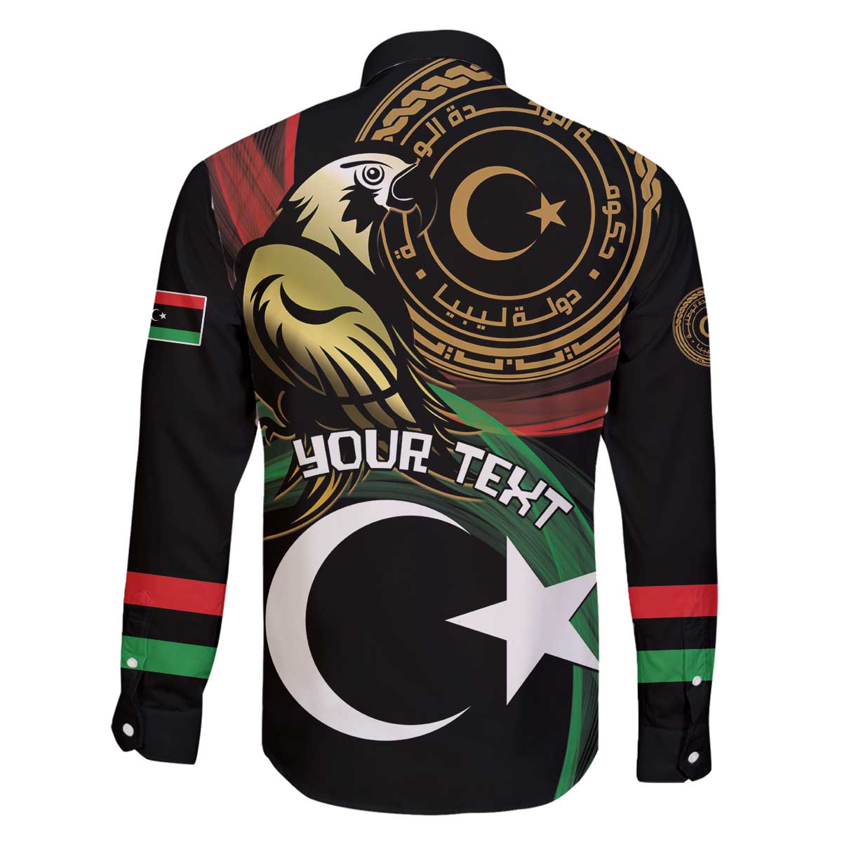 Personalized Libya Family Matching Off The Shoulder Long Sleeve Dress and Hawaiian Shirt White Star And Crescent - Wonder Print Shop