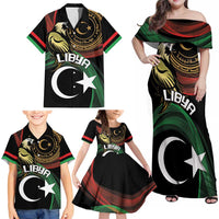 Personalized Libya Family Matching Off Shoulder Maxi Dress and Hawaiian Shirt White Star And Crescent - Wonder Print Shop