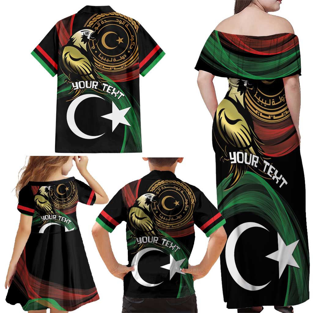 Personalized Libya Family Matching Off Shoulder Maxi Dress and Hawaiian Shirt White Star And Crescent - Wonder Print Shop