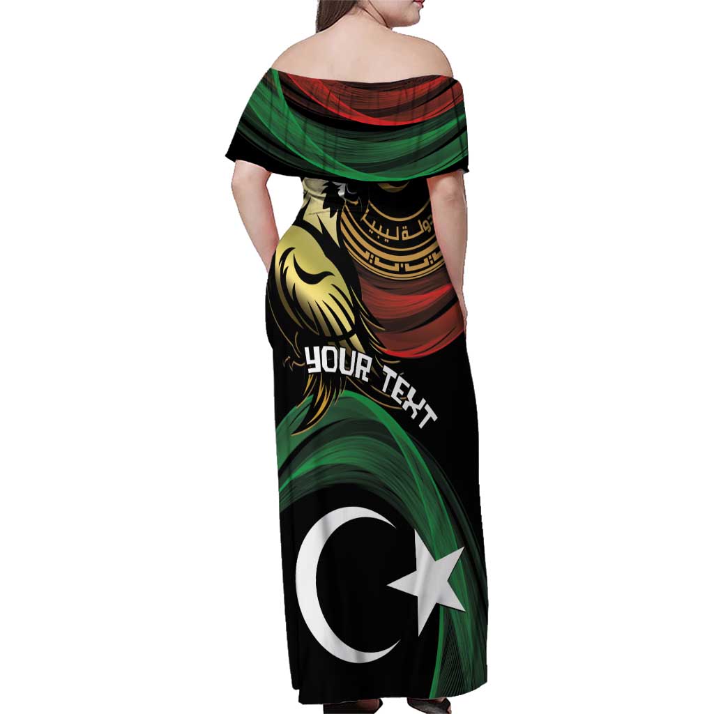 Personalized Libya Family Matching Off Shoulder Maxi Dress and Hawaiian Shirt White Star And Crescent - Wonder Print Shop