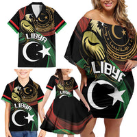 Personalized Libya Family Matching Off Shoulder Short Dress and Hawaiian Shirt White Star And Crescent - Wonder Print Shop