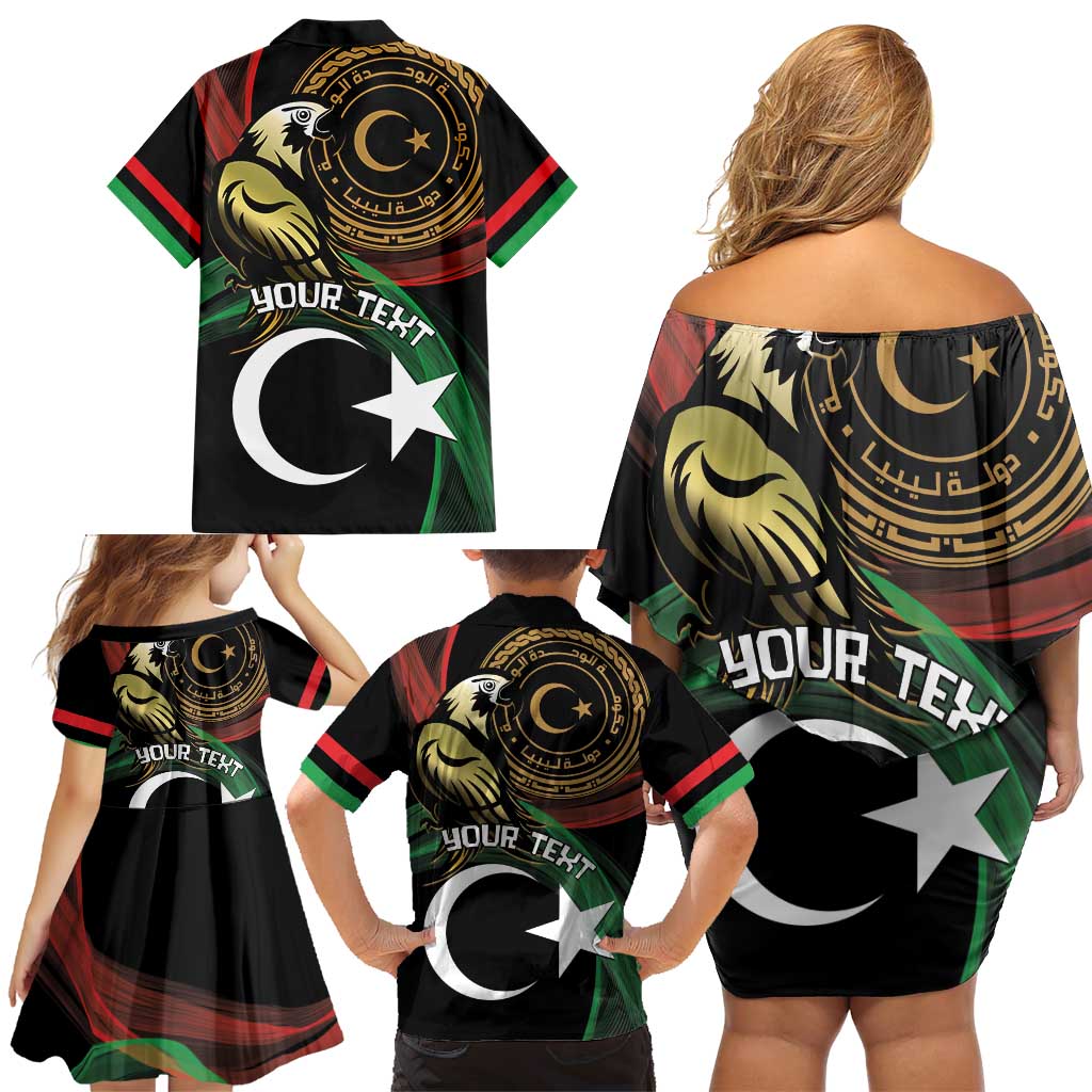Personalized Libya Family Matching Off Shoulder Short Dress and Hawaiian Shirt White Star And Crescent - Wonder Print Shop