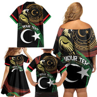 Personalized Libya Family Matching Off Shoulder Short Dress and Hawaiian Shirt White Star And Crescent - Wonder Print Shop