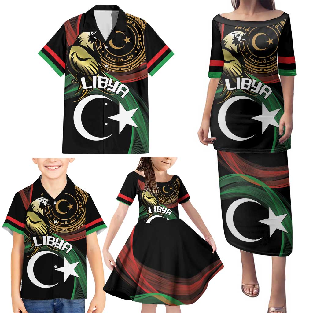 Personalized Libya Family Matching Puletasi and Hawaiian Shirt White Star And Crescent - Wonder Print Shop