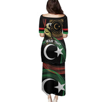 Personalized Libya Family Matching Puletasi and Hawaiian Shirt White Star And Crescent - Wonder Print Shop