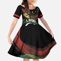 Personalized Libya Family Matching Short Sleeve Bodycon Dress and Hawaiian Shirt White Star And Crescent - Wonder Print Shop