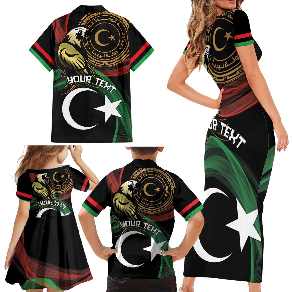 Personalized Libya Family Matching Short Sleeve Bodycon Dress and Hawaiian Shirt White Star And Crescent - Wonder Print Shop