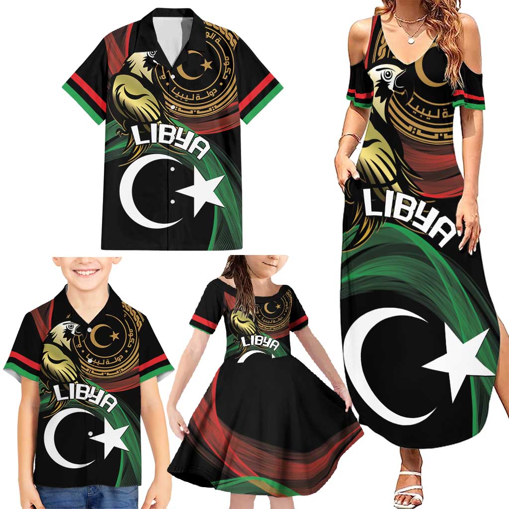 Personalized Libya Family Matching Summer Maxi Dress and Hawaiian Shirt White Star And Crescent - Wonder Print Shop