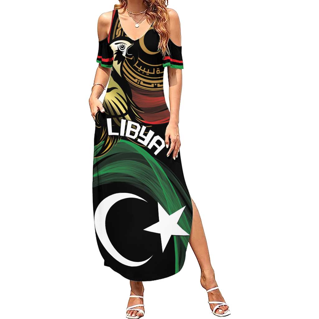 Personalized Libya Family Matching Summer Maxi Dress and Hawaiian Shirt White Star And Crescent - Wonder Print Shop