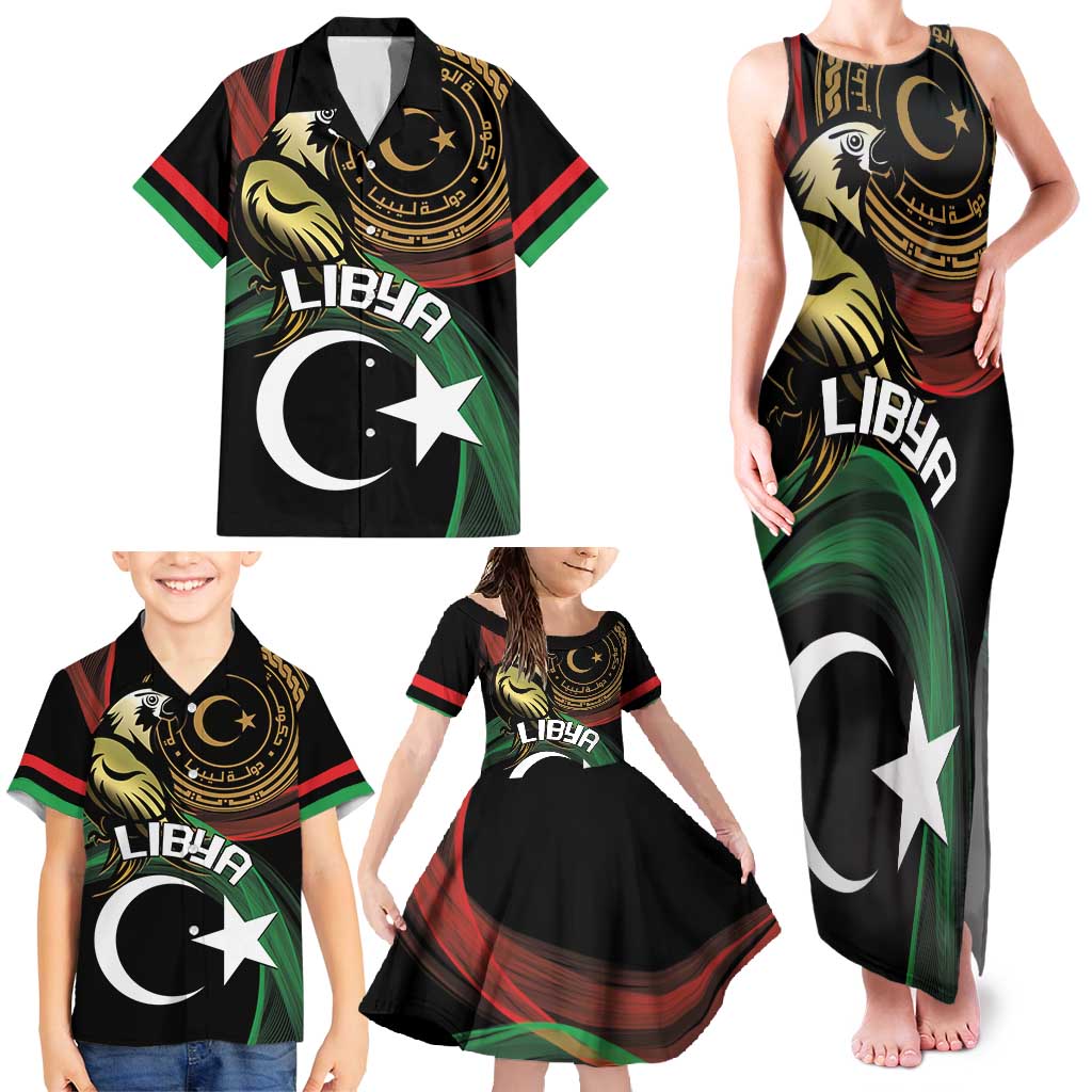 Personalized Libya Family Matching Tank Maxi Dress and Hawaiian Shirt White Star And Crescent - Wonder Print Shop