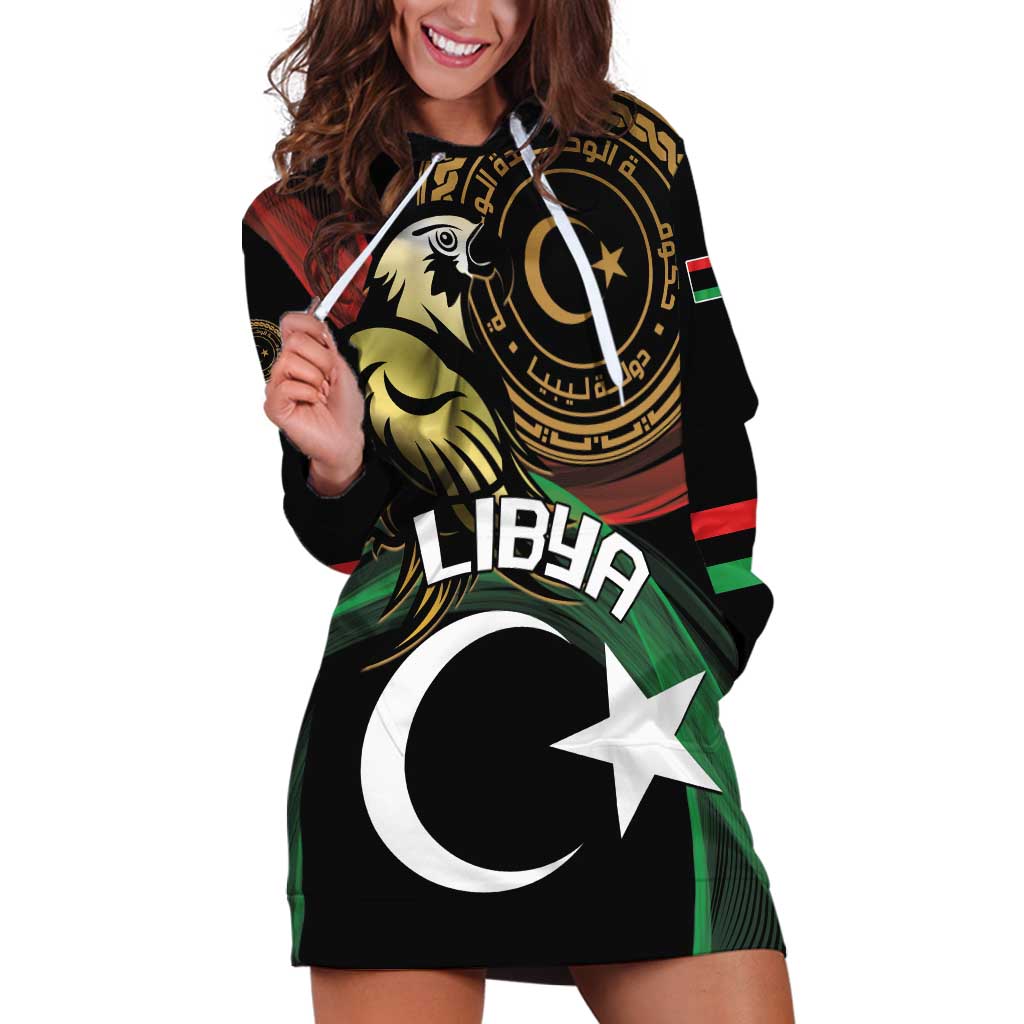 Personalized Libya Hoodie Dress White Star And Crescent - Wonder Print Shop