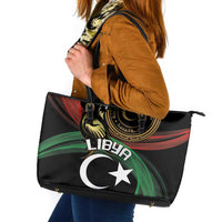 Libya Leather Tote Bag White Star And Crescent - Wonder Print Shop