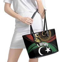 Libya Leather Tote Bag White Star And Crescent - Wonder Print Shop