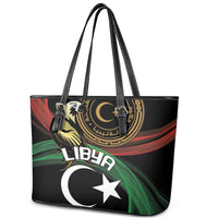 Libya Leather Tote Bag White Star And Crescent - Wonder Print Shop