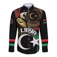 Personalized Libya Long Sleeve Button Shirt White Star And Crescent - Wonder Print Shop