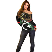 Personalized Libya Off Shoulder Sweater White Star And Crescent - Wonder Print Shop
